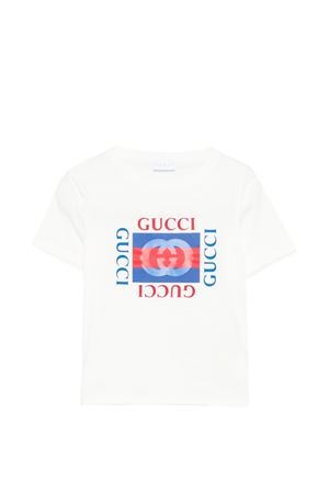T-shirt bambino in cotone con stampa GUCCI KIDS | 575114XJHO89214